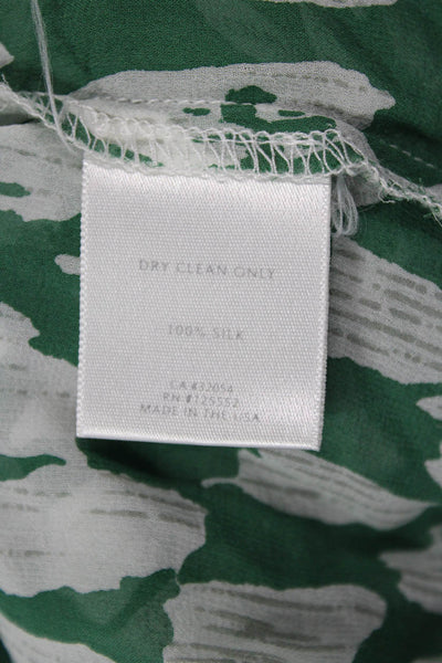 Dolan Women Green Geometric VNeck 3/4Sleeve Cotton Linen ButtonUp Blouse Size S