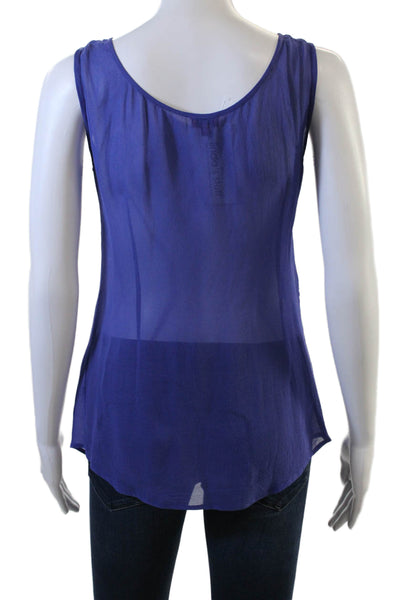 Chan Luu Women Silk Sleeveless Tunic Blue Solid Bohemian Size 2