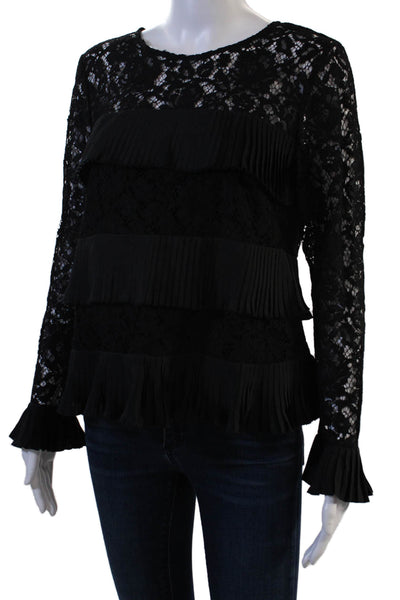 J Crew Womens Black Long Sleeve Round Neck Blouse Size 4