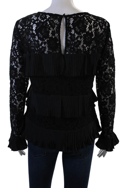 J Crew Womens Black Long Sleeve Round Neck Blouse Size 4