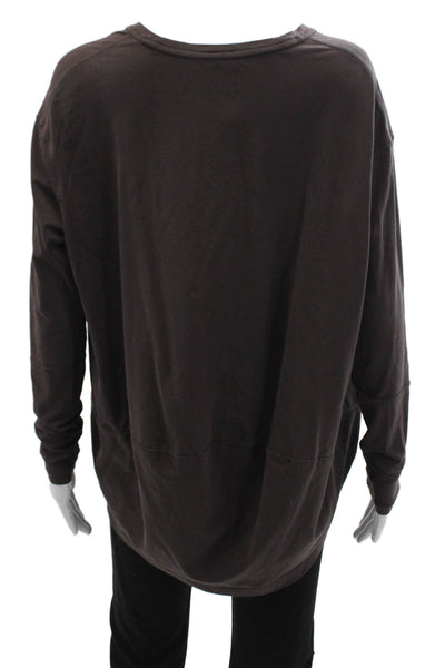 Lululemon Women Basic Tunic Brown V-Neck Long Sleeve Pima Cotton Size 6