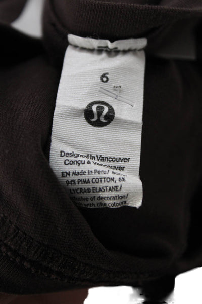 Lululemon Women Basic Tunic Brown V-Neck Long Sleeve Pima Cotton Size 6