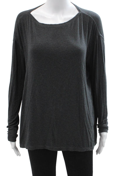 Lululemon Women Dark Gray Square Neck Long Sleeve Sweater Size 8