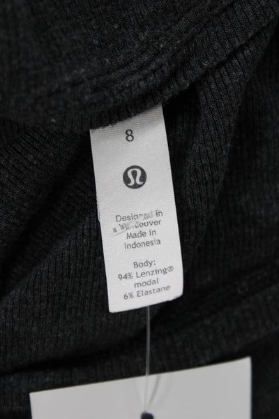 Lululemon Women Dark Gray Square Neck Long Sleeve Sweater Size 8