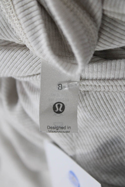 Lululemon Womens Beige Basic Cotton Blend Round Neck Long Sleeve Sweater Size 8