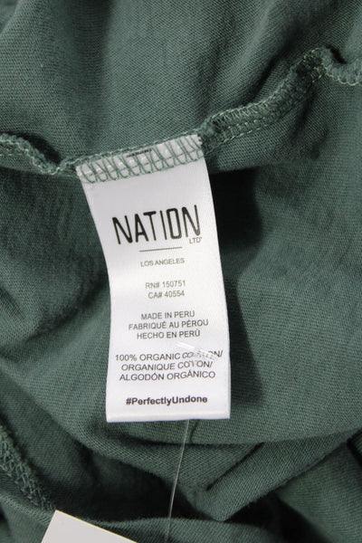 Nation LTD Womens Bohemian Green V-Neck Organic Cotton Tee Size XL