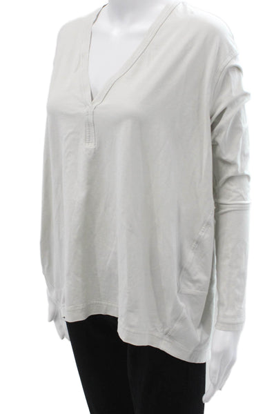 Lululemon Womens Tunic V-Neck Long Sleeve Blouse White Nylon Blend Size 6