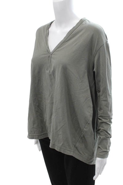 Lululemon Women Basic V-Neck Long Sleeve Gray Cotton Blend T-Shirt Size 6