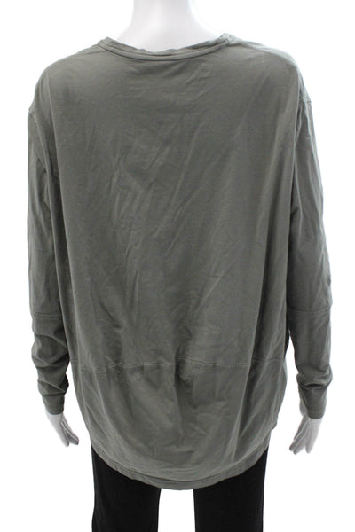 Lululemon Women Basic V-Neck Long Sleeve Gray Cotton Blend T-Shirt Size 6
