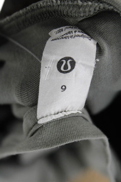 Lululemon Women Basic V-Neck Long Sleeve Gray Cotton Blend T-Shirt Size 6