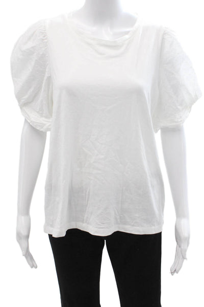 J Crew Women Basic White Cotton Crew Neck Short Sleeve T-Shirt Size M