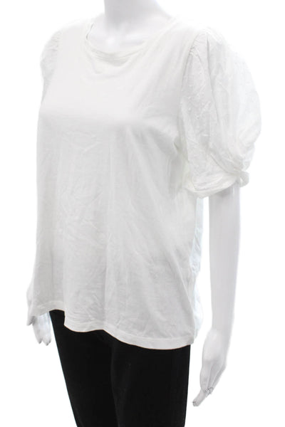 J Crew Women Basic White Cotton Crew Neck Short Sleeve T-Shirt Size M