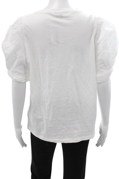 J Crew Women Basic White Cotton Crew Neck Short Sleeve T-Shirt Size M