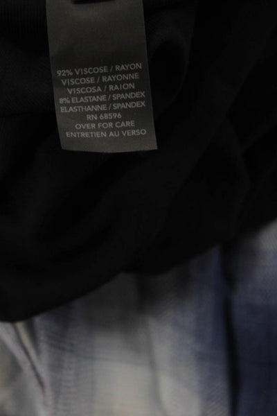 Donna Karan New York Womens Jersey Blouse Black Square Neck Sleeve Size M