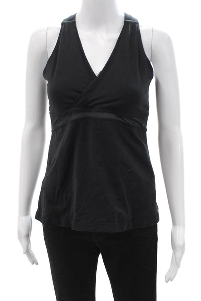 Lululemon Womens Mesh Trim V-neck Sleeveless Active Top Black Size 10