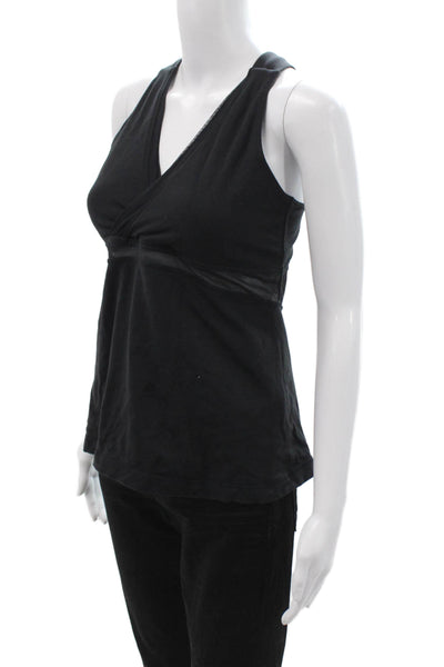 Lululemon Womens Mesh Trim V-neck Sleeveless Active Top Black Size 10