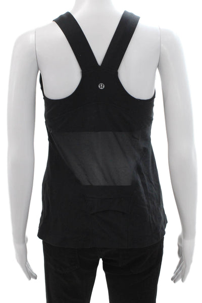 Lululemon Womens Mesh Trim V-neck Sleeveless Active Top Black Size 10