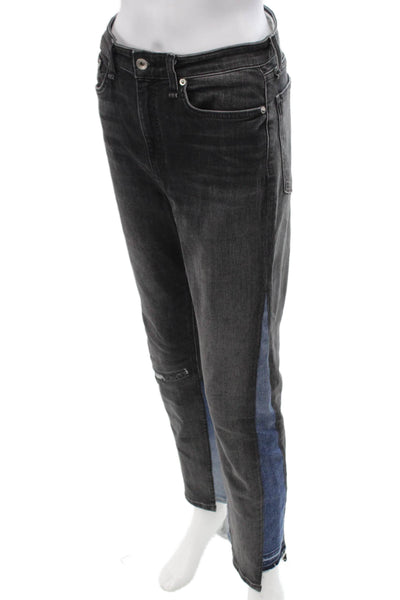 Rag & Bone Unisex Cropped Straight Black High Rise Jeans Button Size 28