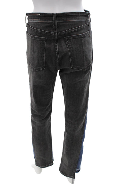 Rag & Bone Unisex Cropped Straight Black High Rise Jeans Button Size 28