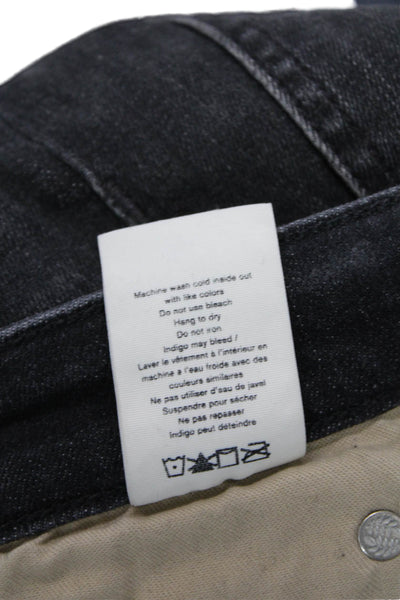 Rag & Bone Unisex Cropped Straight Black High Rise Jeans Button Size 28
