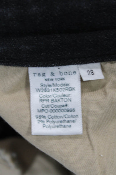 Rag & Bone Unisex Cropped Straight Black High Rise Jeans Button Size 28