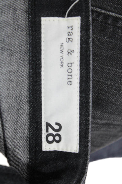 Rag & Bone Unisex Cropped Straight Black High Rise Jeans Button Size 28