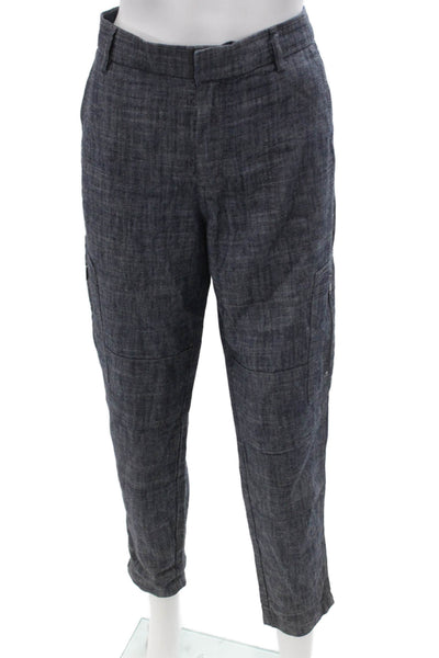 Vince Mens Cropped Cargo Pants Dark Gray Lyocell Linen Army Size 28