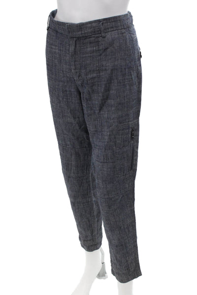 Vince Mens Cropped Cargo Pants Dark Gray Lyocell Linen Army Size 28