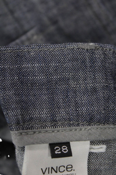 Vince Mens Cropped Cargo Pants Dark Gray Lyocell Linen Army Size 28