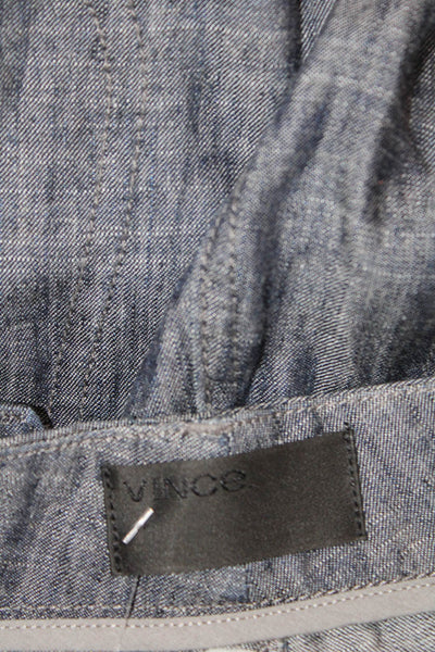 Vince Mens Cropped Cargo Pants Dark Gray Lyocell Linen Army Size 28