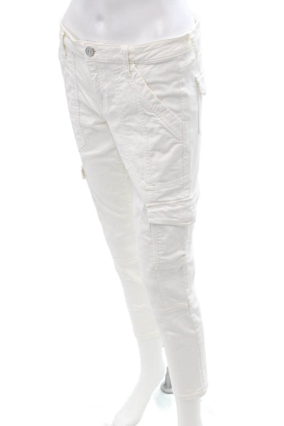 Joie Womens Cropped Cargo Pants White High Rise Button Size 28