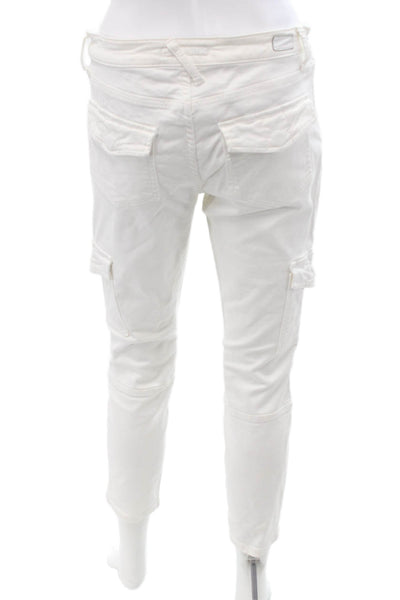 Joie Womens Cropped Cargo Pants White High Rise Button Size 28