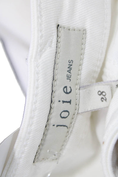 Joie Womens Cropped Cargo Pants White High Rise Button Size 28