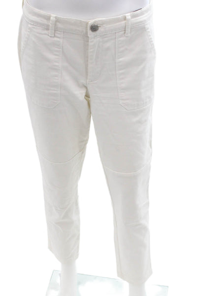 Vince Womens Cropped Ankle Pants White Cotton Blend Size 27