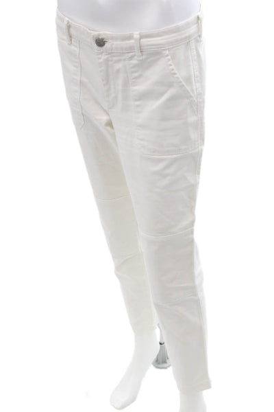 Vince Womens Cropped Ankle Pants White Cotton Blend Size 27