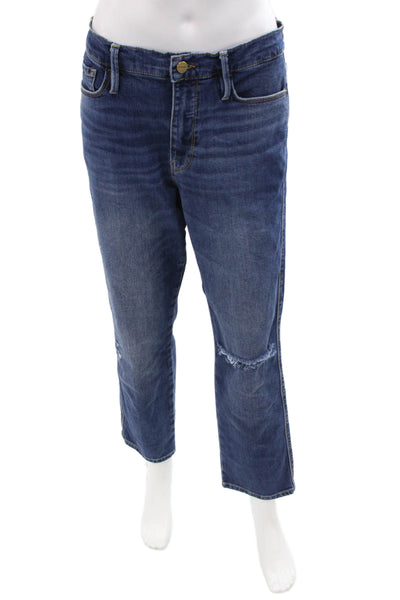 Frame Women Boyfriend Cropped Jeans Blue High Rise Size 28