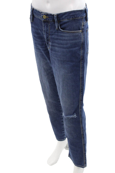 Frame Women Boyfriend Cropped Jeans Blue High Rise Size 28
