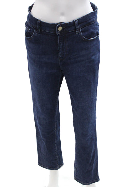 DL1961 Women Dark Blue Straight Cropped Jeans High Rise Button Fly Size 28