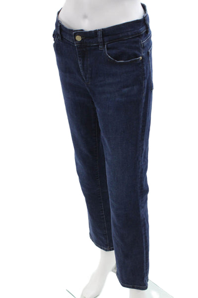 DL1961 Women Dark Blue Straight Cropped Jeans High Rise Button Fly Size 28