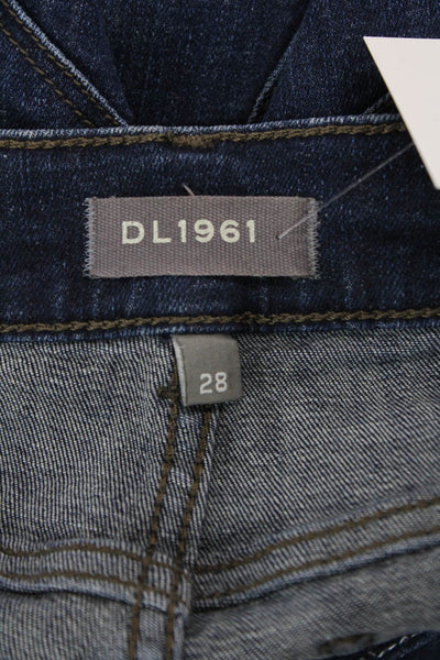 DL1961 Women Dark Blue Straight Cropped Jeans High Rise Button Fly Size 28