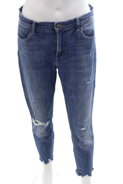 J Brand Womens Boyfriend Cropped Jeans Blue High Rise Size 28