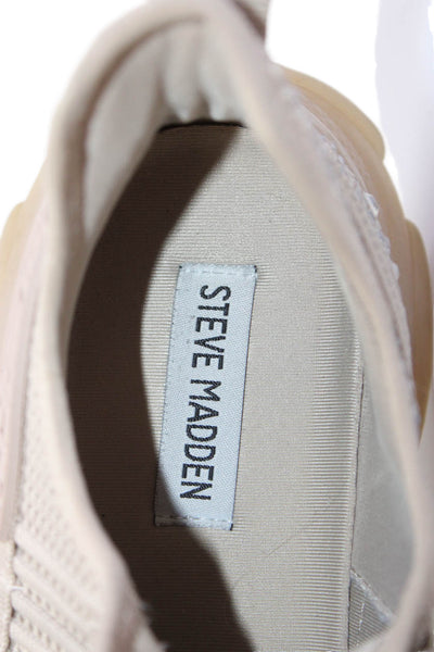 Steve Madden Womens Lace Up Rhinestone Knit Sneakers Brown Size 10