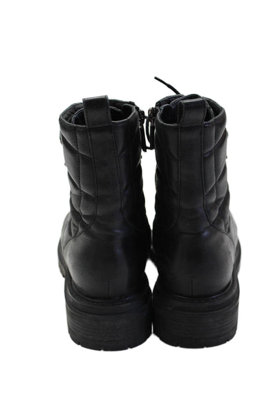 Lola Cruz Womens Side Zip Lace Up Quilted Leather Combat Boots Black Size 38