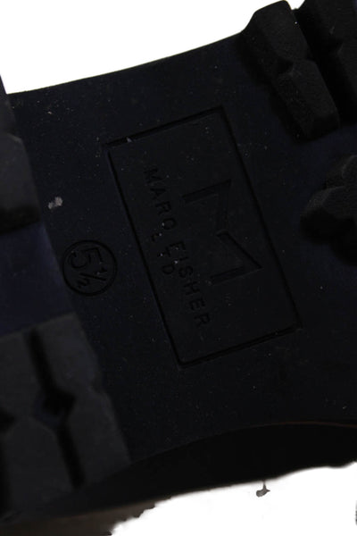 MARC FISHER LTD Womens Lace Up Block Heel Shearling Trim Boots Black Size 5.5M