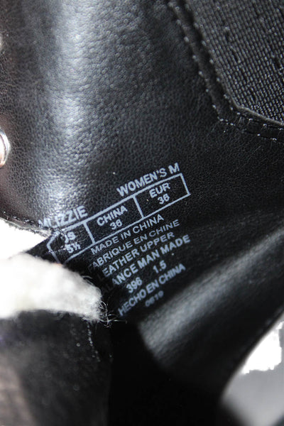 MARC FISHER LTD Womens Lace Up Block Heel Shearling Trim Boots Black Size 5.5M