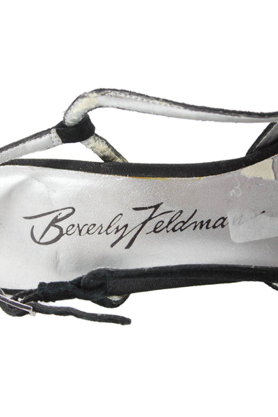 Beverly Feldman Womens Stiletto Pointed Toe Slingback Pumps Black Suede Size 7.5