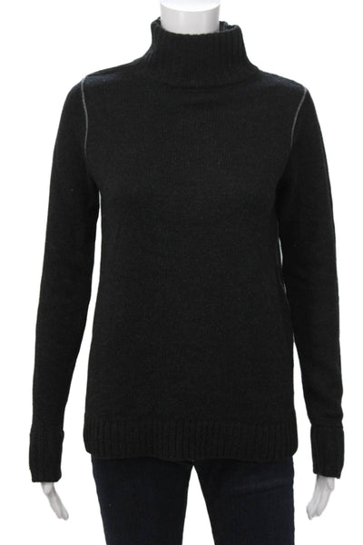 Vince Unisex Pullover Sweater Black Cotton Blend Turtleneck Long Sleeve Size XS