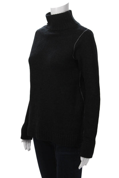 Vince Unisex Pullover Sweater Black Cotton Blend Turtleneck Long Sleeve Size XS