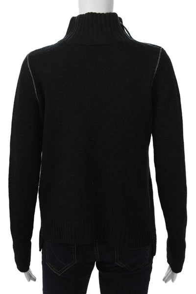 Vince Unisex Pullover Sweater Black Cotton Blend Turtleneck Long Sleeve Size XS