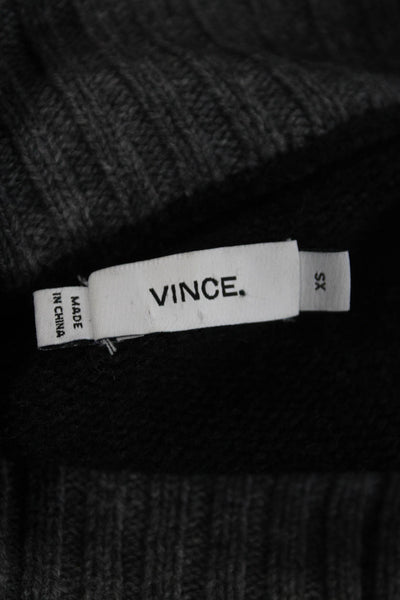 Vince Unisex Pullover Sweater Black Cotton Blend Turtleneck Long Sleeve Size XS